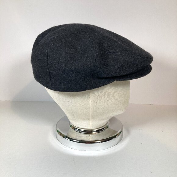 Cavanagh Black Newsboy Cap Hat, Size Large, Wool Blend Ear Flaps Snap Brim Italy - Picture 1 of 8